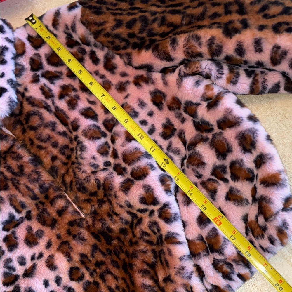 KENDALL & KYLIE Leopard Jacket, Cropped, drawstring bottom, Pink Faux Fur S - Picture 14 of 17